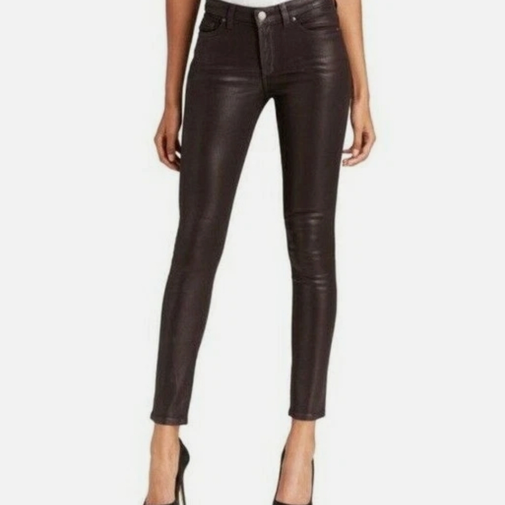 SPANX Women's Faux-Leather Skinny Jeans - Black/Plum